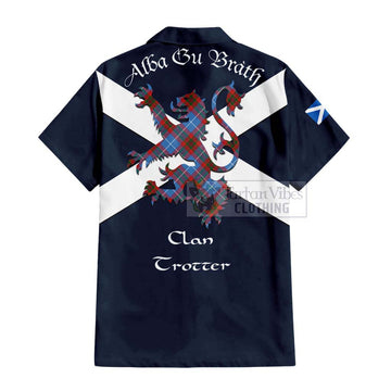 Trotter Tartan Lion Rampant Short Sleeve Button Shirt  Proudly Display Your Heritage with Alba Gu Brath and Clan Name