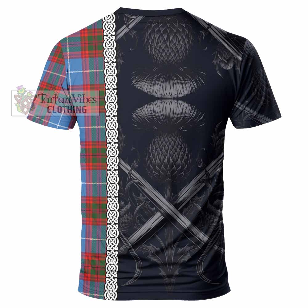 Tartan Vibes Clothing Trotter Tartan T-Shirt with Family Crest Cross Sword Thistle Celtic Vibes