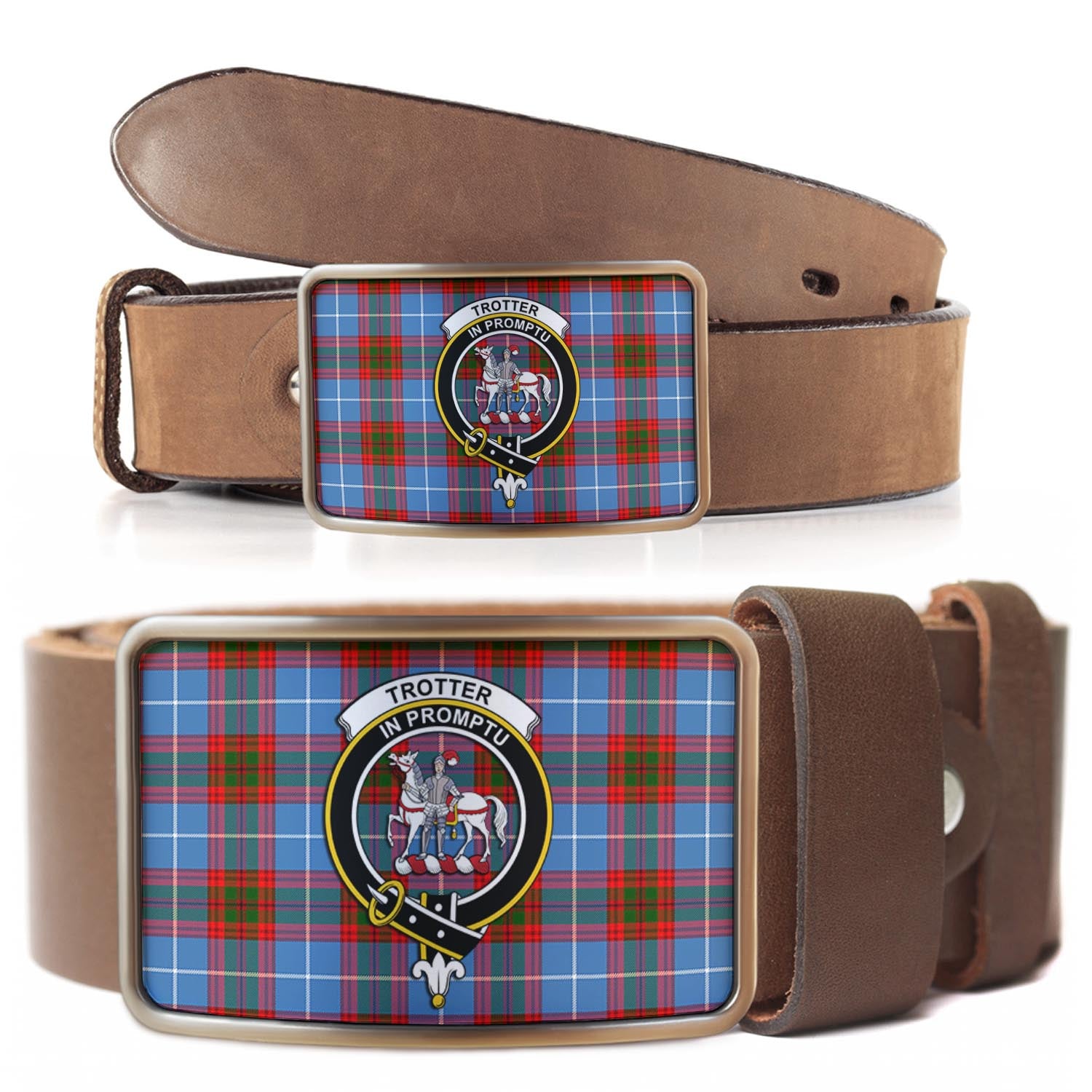 Trotter Tartan Belt Buckles with Family Crest - Tartanvibesclothing Shop