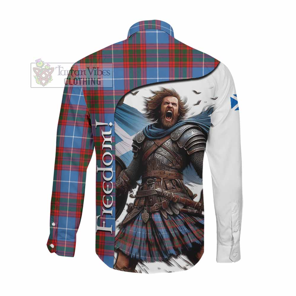 Tartan Vibes Clothing Trotter Crest Tartan Long Sleeve Button Shirt Inspired by the Freedom of Scottish Warrior