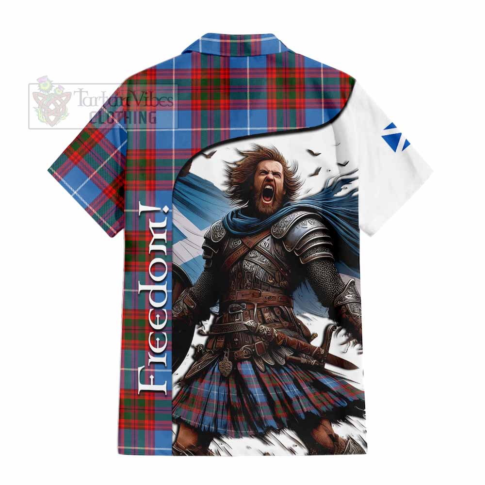 Tartan Vibes Clothing Trotter Crest Tartan Short Sleeve Button Shirt Inspired by the Freedom of Scottish Warrior