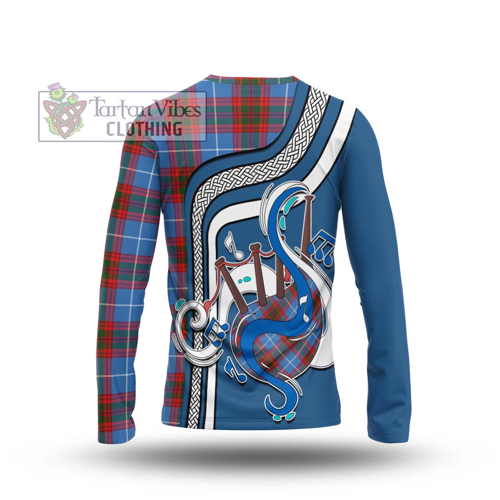 Tartan Vibes Clothing Trotter Tartan Long Sleeve T-Shirt with Epic Bagpipe Style