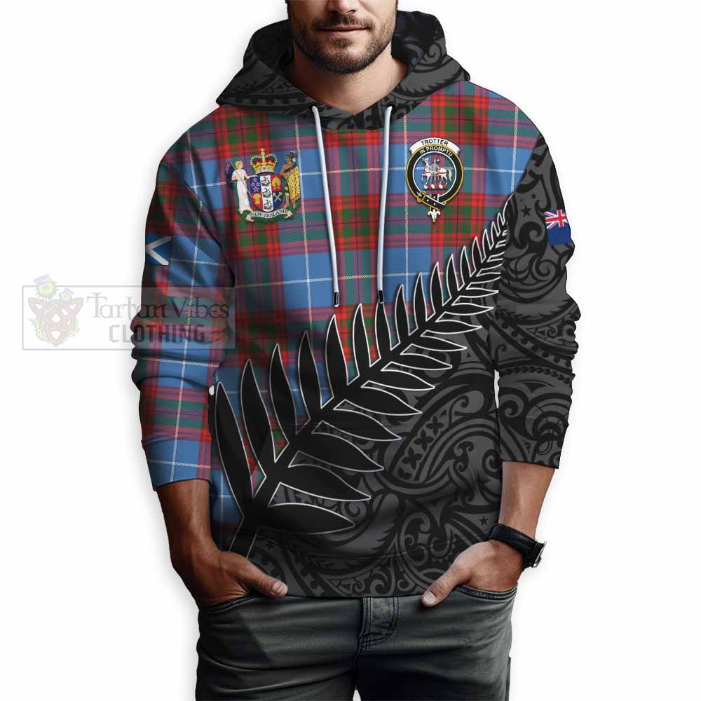 Tartan Vibes Clothing Trotter Crest Tartan Hoodie with New Zealand Silver Fern Half Style