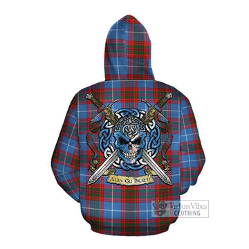 Trotter Tartan Cotton Hoodie with Family Crest Celtic Skull Style