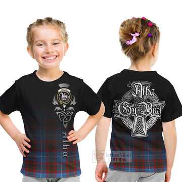 Trotter Tartan Kid T-Shirt Featuring Alba Gu Brath Family Crest Celtic Inspired