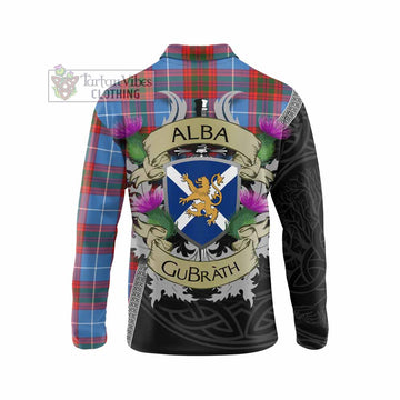 Trotter Tartan Family Crest Long Sleeve Polo Shirt Lion Rampant Royal Thistle Shield Celtic Inspired - Tartan Vibes Clothing