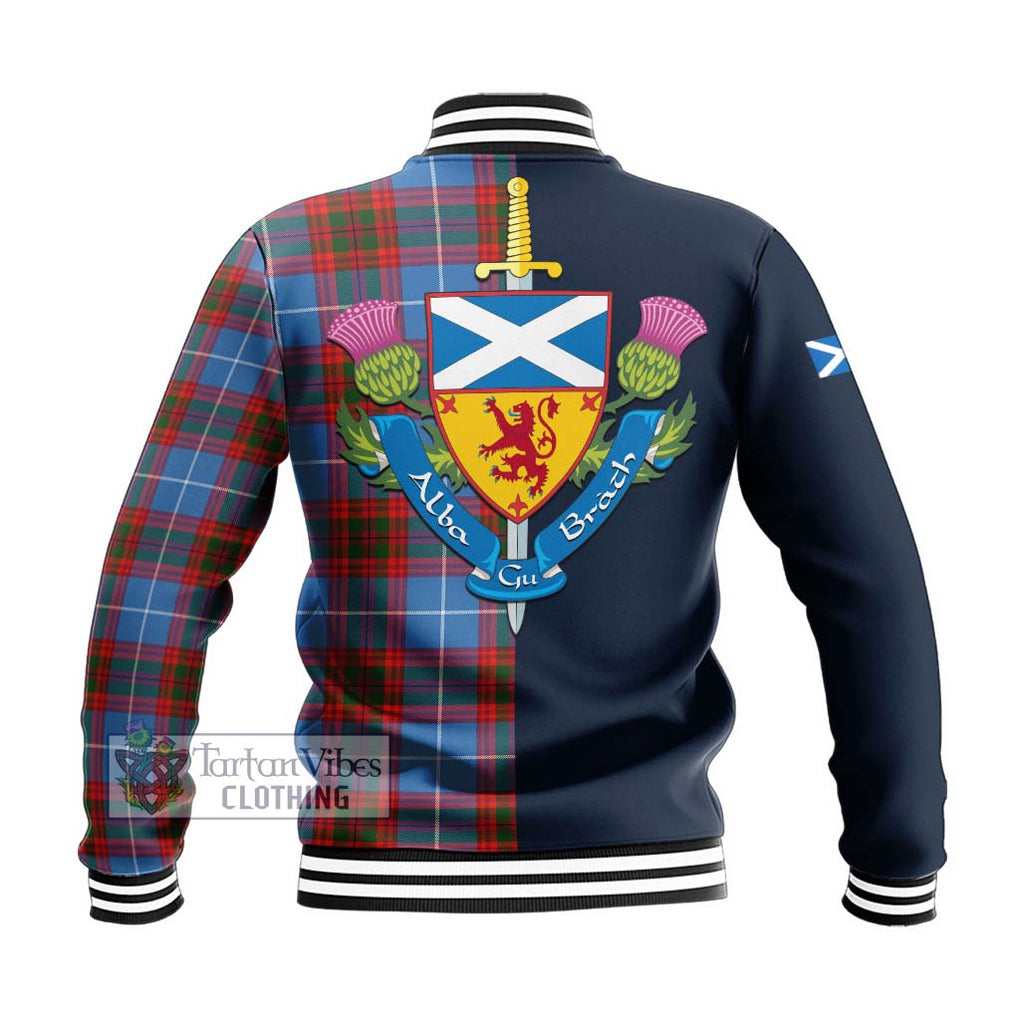 Tartan Vibes Clothing Trotter Tartan Baseball Jacket with Scottish Lion Royal Arm Half Style