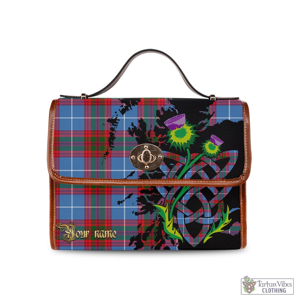 Tartan Vibes Clothing Trotter Tartan Waterproof Canvas Bag with Scotland Map and Thistle Celtic Accents