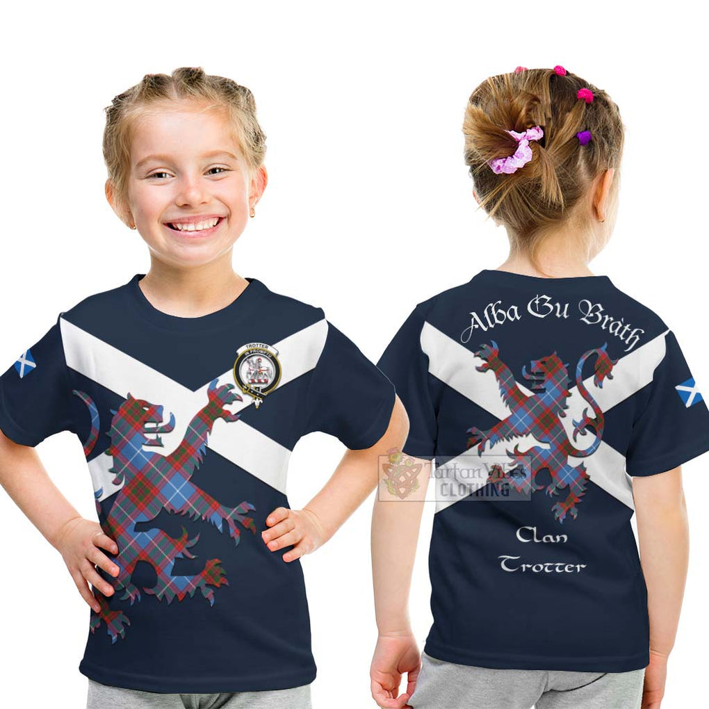 Tartan Vibes Clothing Trotter Tartan Lion Rampant Kid T-Shirt – Proudly Display Your Heritage with Alba Gu Brath and Clan Name