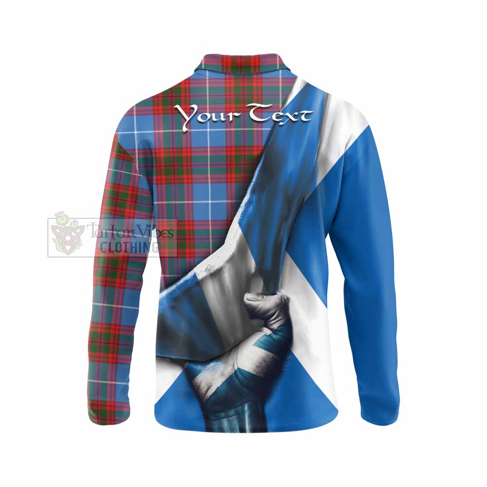 Tartan Vibes Clothing Trotter Tartan Long Sleeve Polo Shirt with Family Crest Scotland Patriotic Style