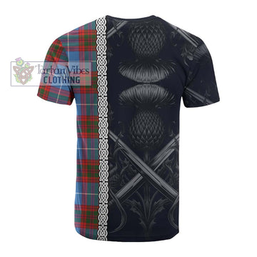 Trotter Tartan Cotton T-shirt with Family Crest Cross Sword Thistle Celtic Vibes