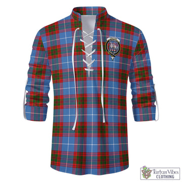 Trotter Tartan Men's Scottish Traditional Jacobite Ghillie Kilt Shirt with Family Crest