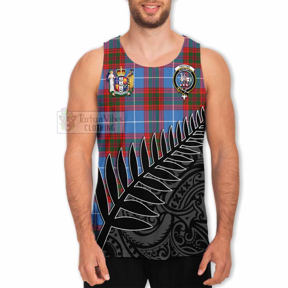 Tartan Vibes Clothing Trotter Crest Tartan Men's Tank Top with New Zealand Silver Fern Half Style