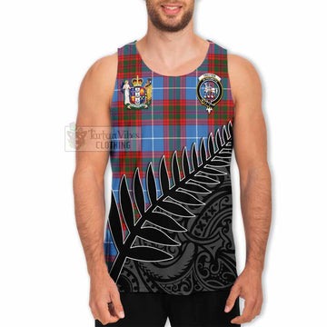 Trotter Crest Tartan Men's Tank Top with New Zealand Silver Fern Half Style