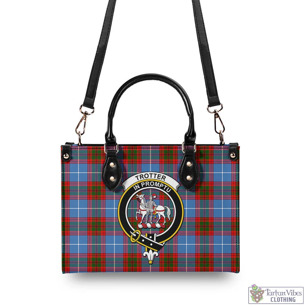 Tartan Vibes Clothing Trotter Tartan Luxury Leather Handbags with Family Crest