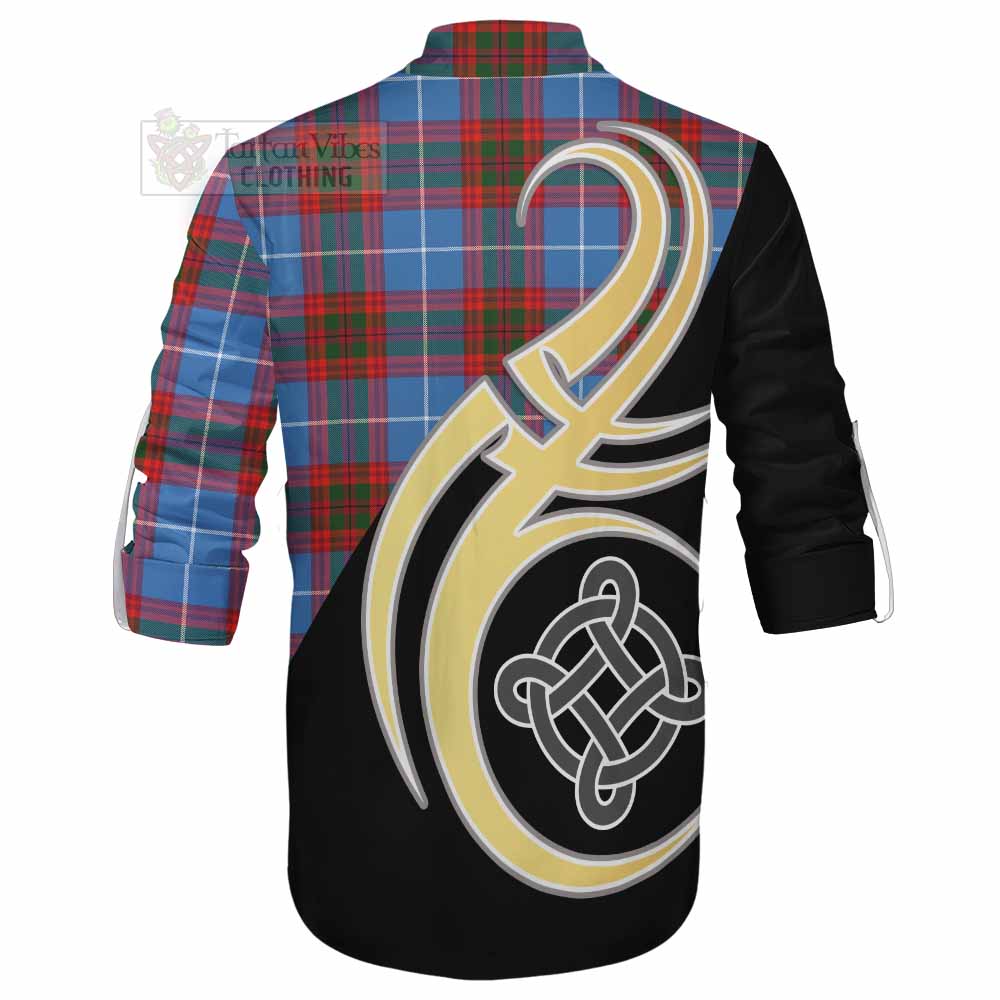 Tartan Vibes Clothing Trotter Tartan Ghillie Kilt Shirt with Family Crest and Celtic Symbol Style