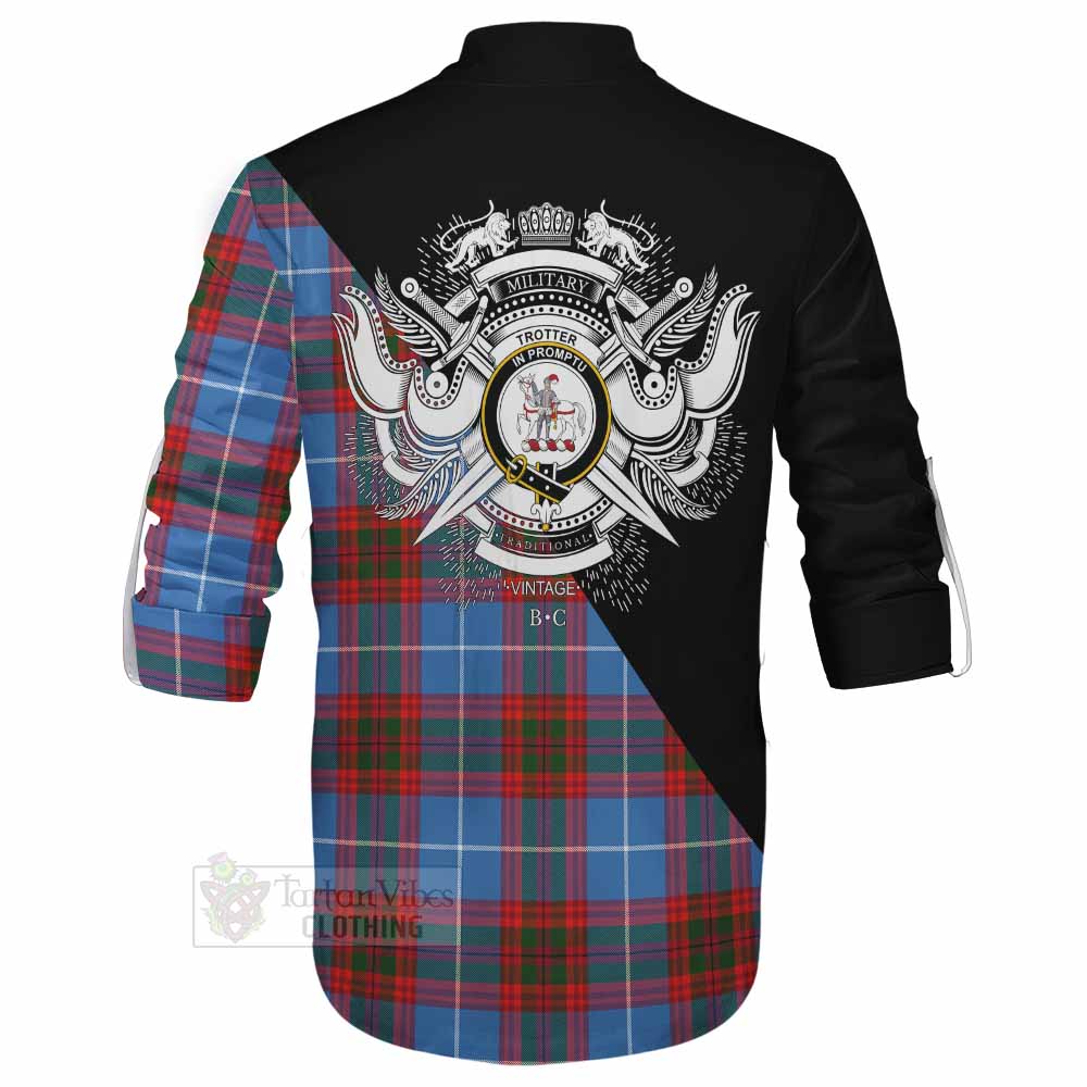 Tartan Vibes Clothing Trotter Tartan Ghillie Kilt Shirt with Family Crest and Military Logo Style