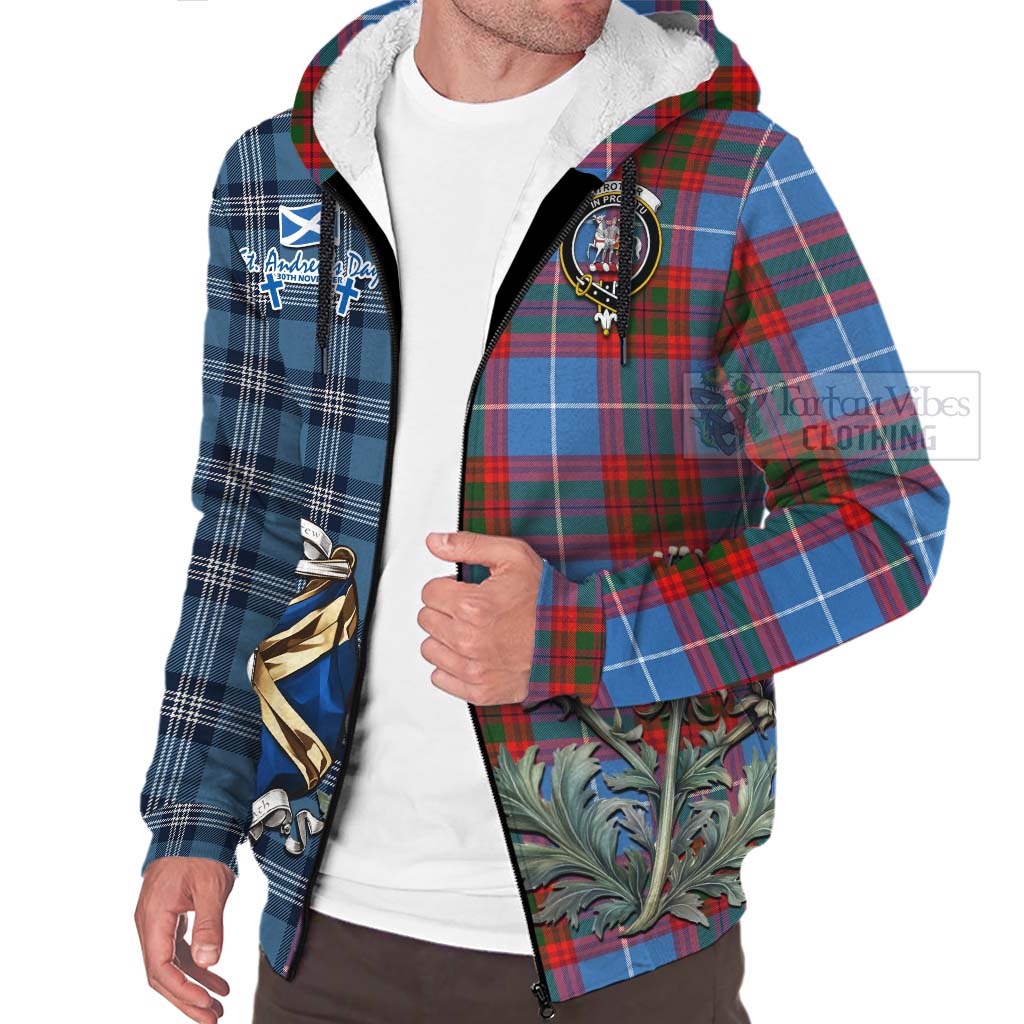 Tartan Vibes Clothing Trotter Tartan Sherpa Hoodie Happy St. Andrew's Day Half Tartan Style