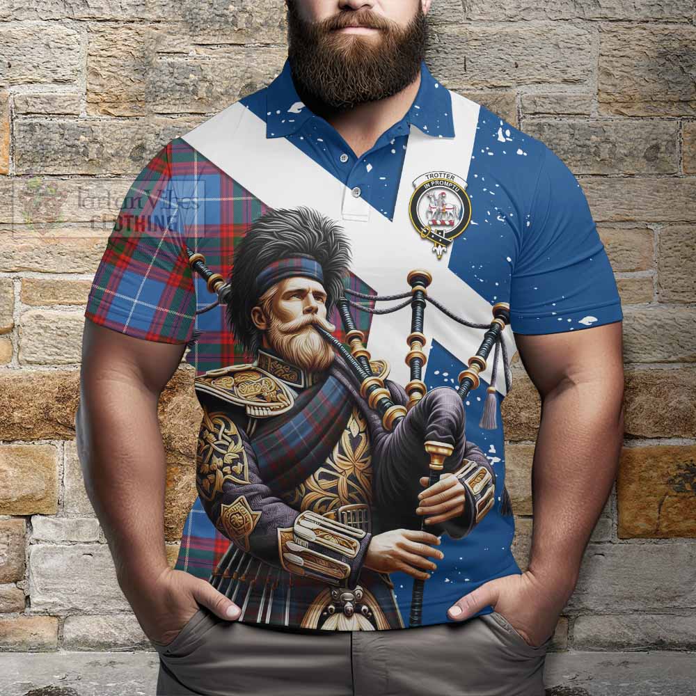 Tartan Vibes Clothing Trotter Tartan Polo Shirt with Family Crest Scottish Bagpiper Vibes