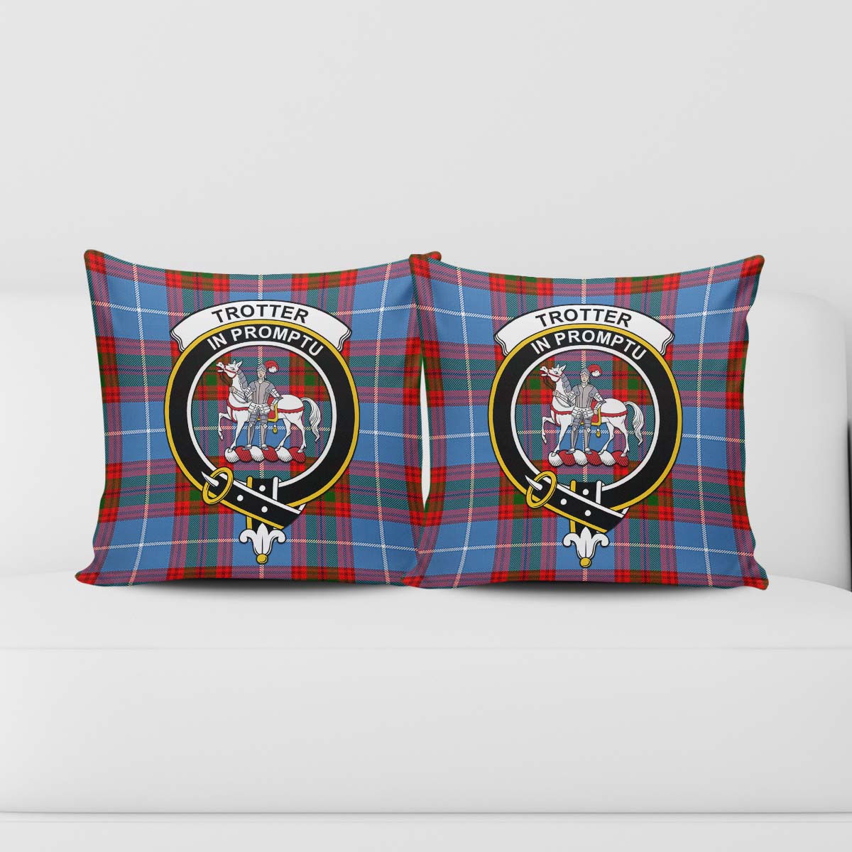 Trotter Tartan Pillow Cover with Family Crest - Tartanvibesclothing