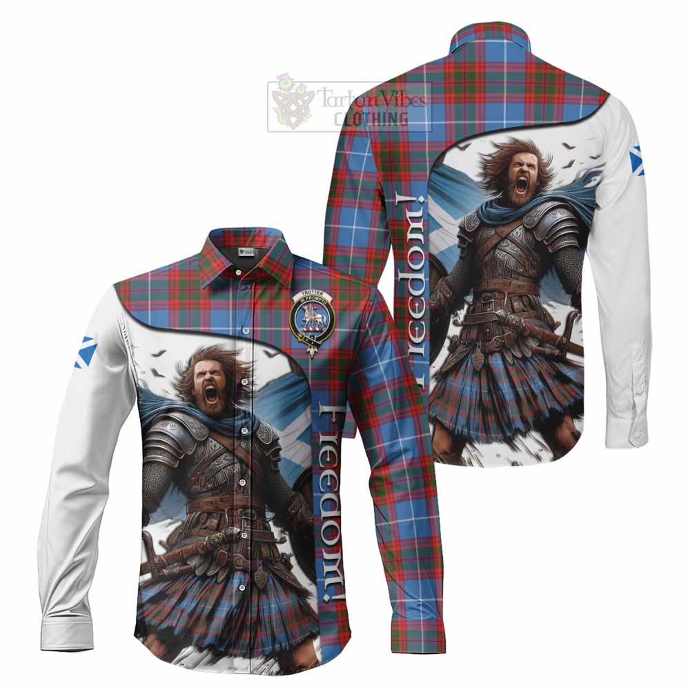 Tartan Vibes Clothing Trotter Crest Tartan Long Sleeve Button Shirt Inspired by the Freedom of Scottish Warrior