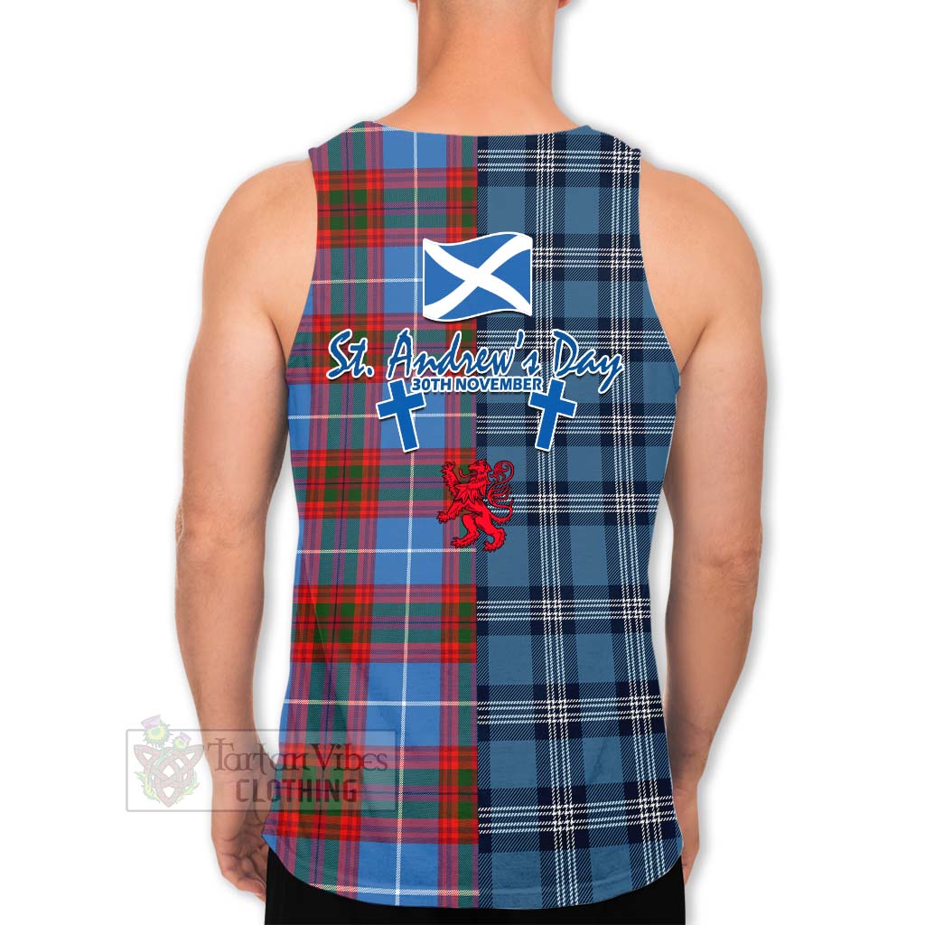 Tartan Vibes Clothing Trotter Tartan Men's Tank Top Happy St. Andrew's Day Half Tartan Style