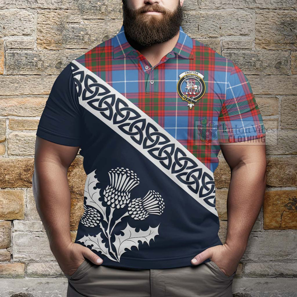 Trotter Tartan Polo Shirt Featuring Thistle and Scotland Map