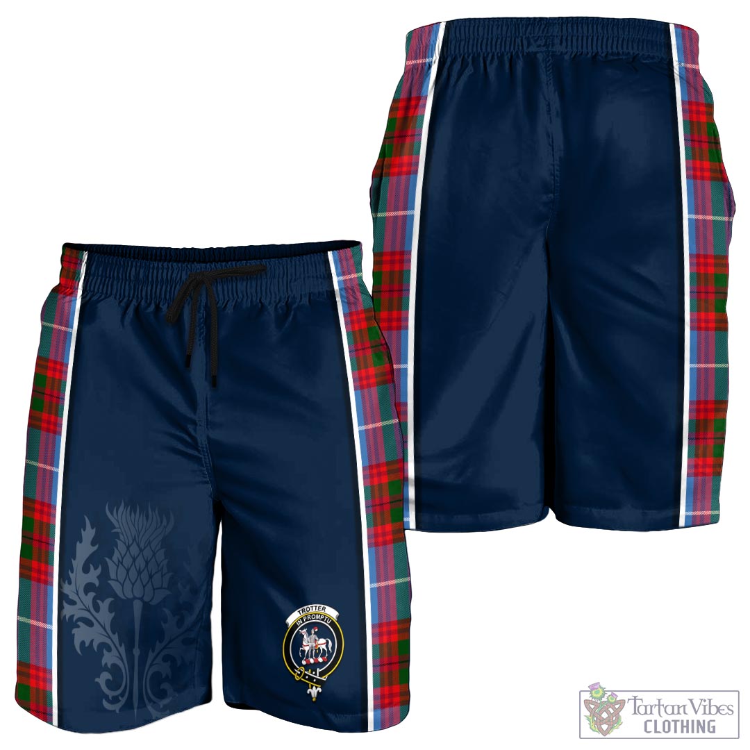 Tartan Vibes Clothing Trotter Tartan Men's Shorts with Family Crest and Scottish Thistle Vibes Sport Style