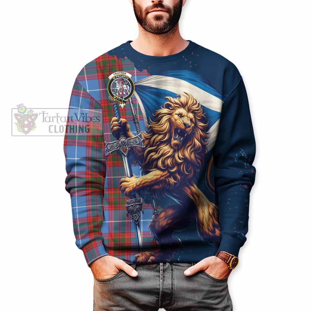 Tartan Vibes Clothing Trotter Tartan Family Crest Sweatshirt with Scottish Majestic Lion