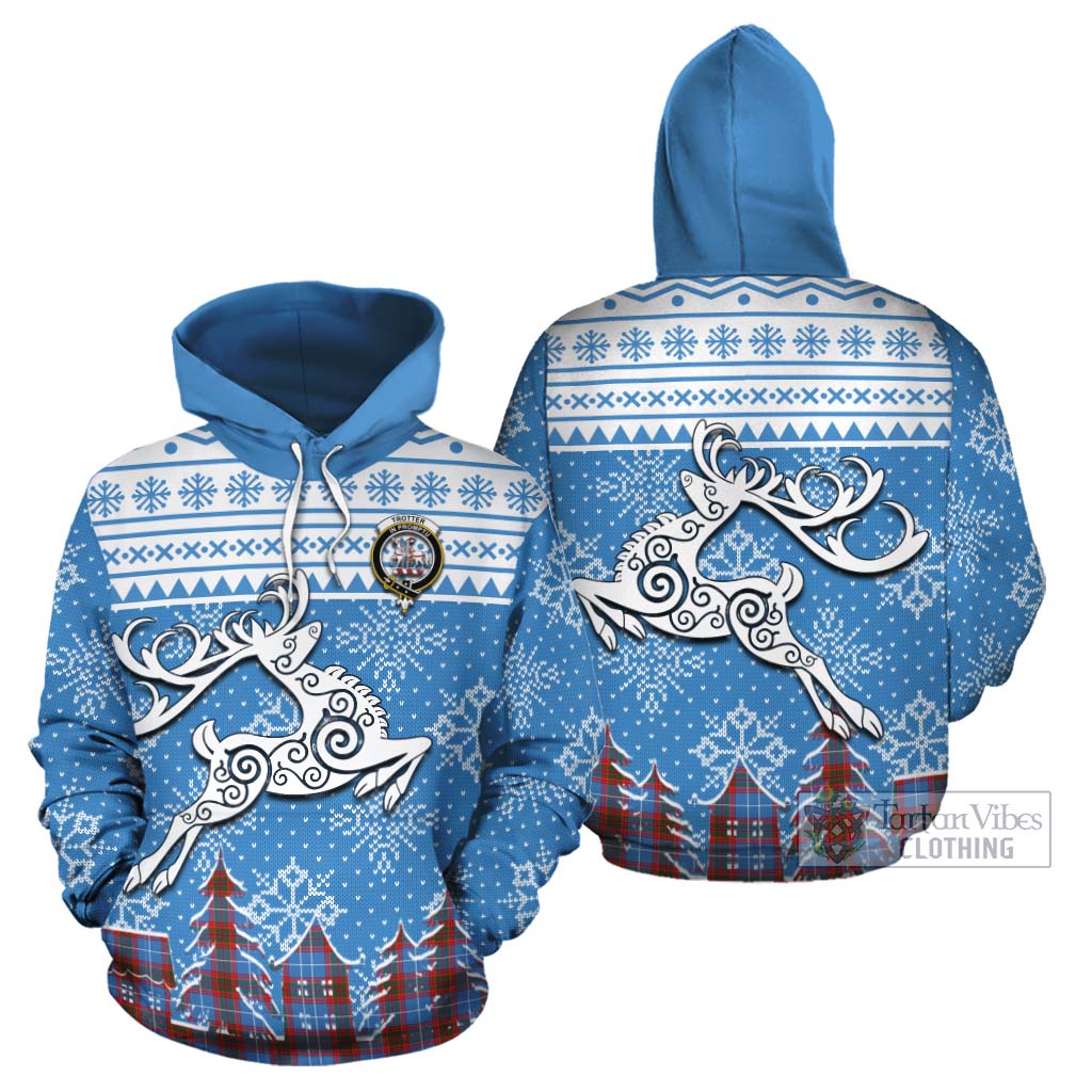 Tartan Vibes Clothing Trotter Clan Christmas Cotton Hoodie Celtic Reindeer Style