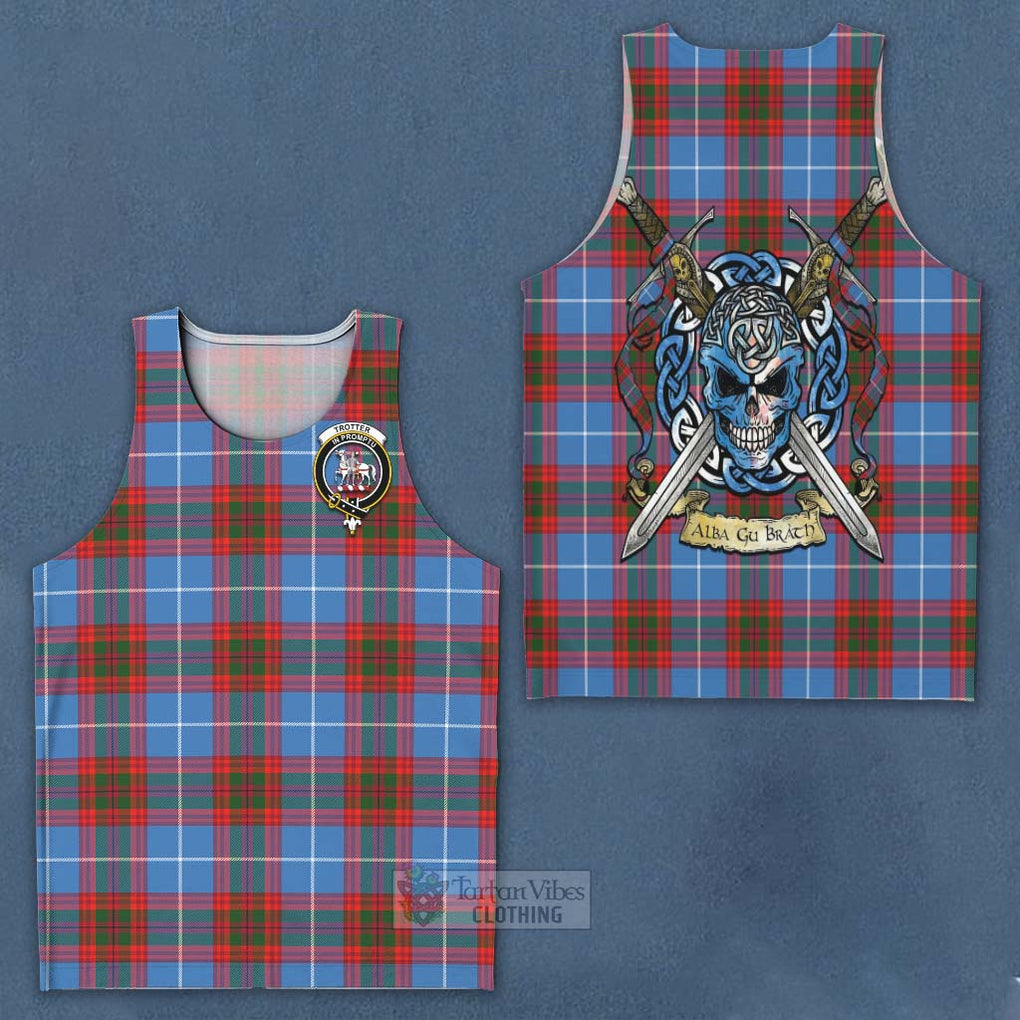 Tartan Vibes Clothing Trotter Tartan Men's Tank Top with Family Crest Celtic Skull Style