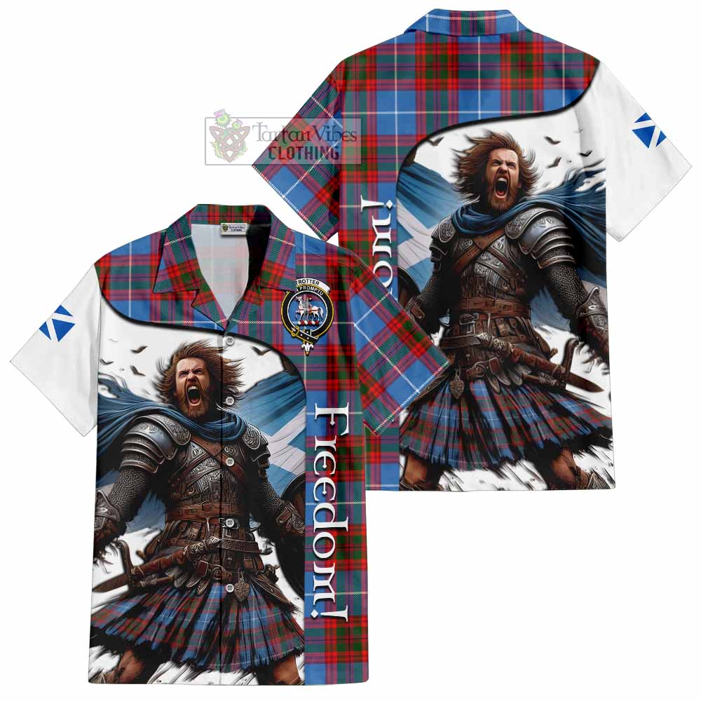 Tartan Vibes Clothing Trotter Crest Tartan Short Sleeve Button Shirt Inspired by the Freedom of Scottish Warrior