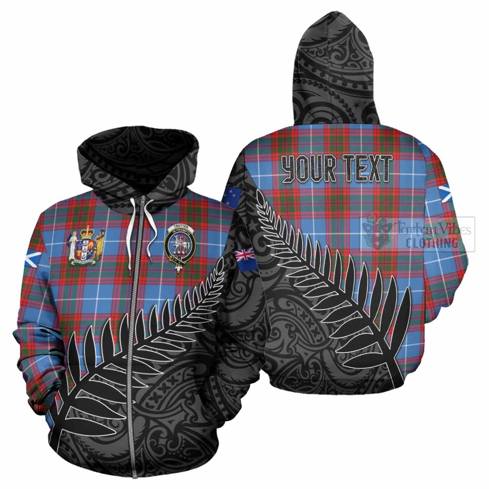 Tartan Vibes Clothing Trotter Crest Tartan Hoodie with New Zealand Silver Fern Half Style