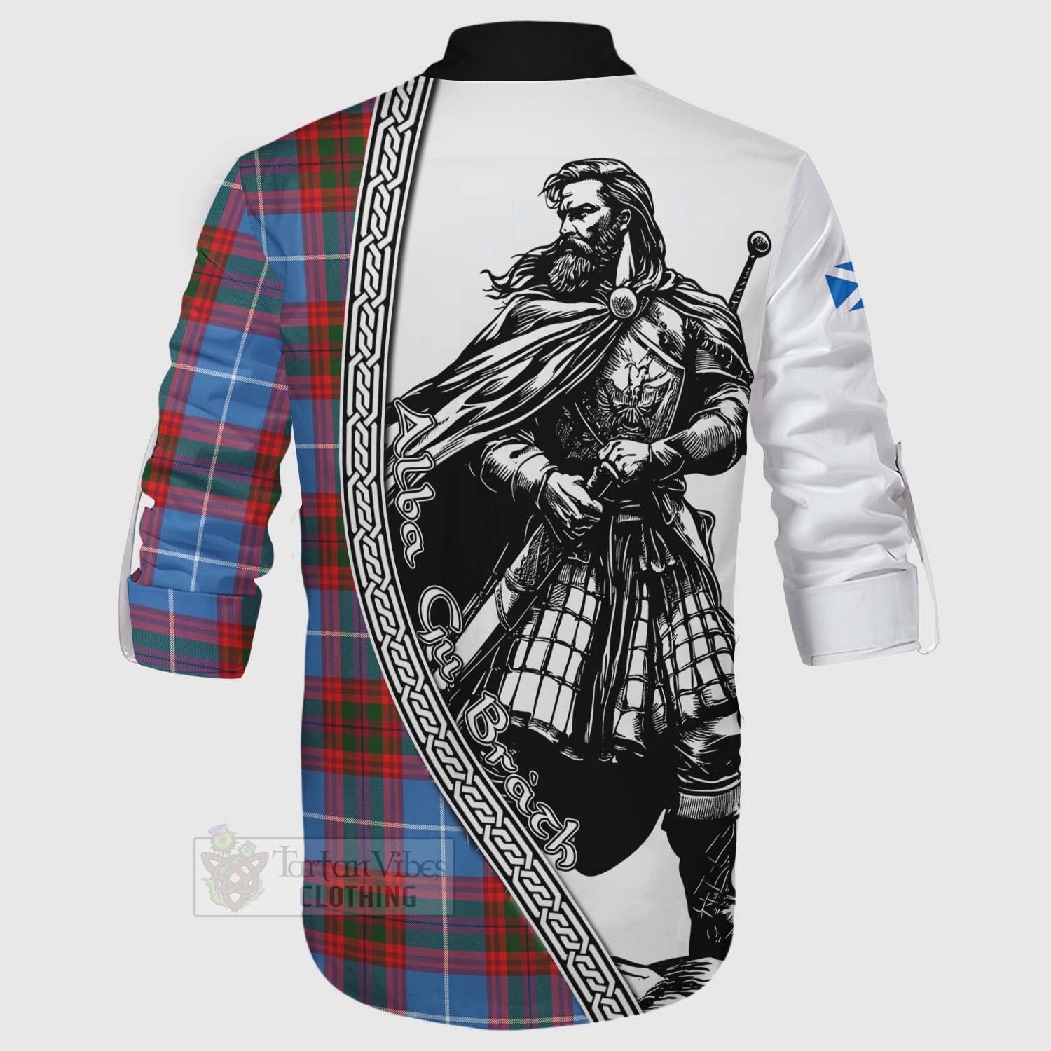 Tartan Vibes Clothing Trotter Tartan Clan Crest Ghillie Kilt Shirt with Highlander Warrior Celtic Style