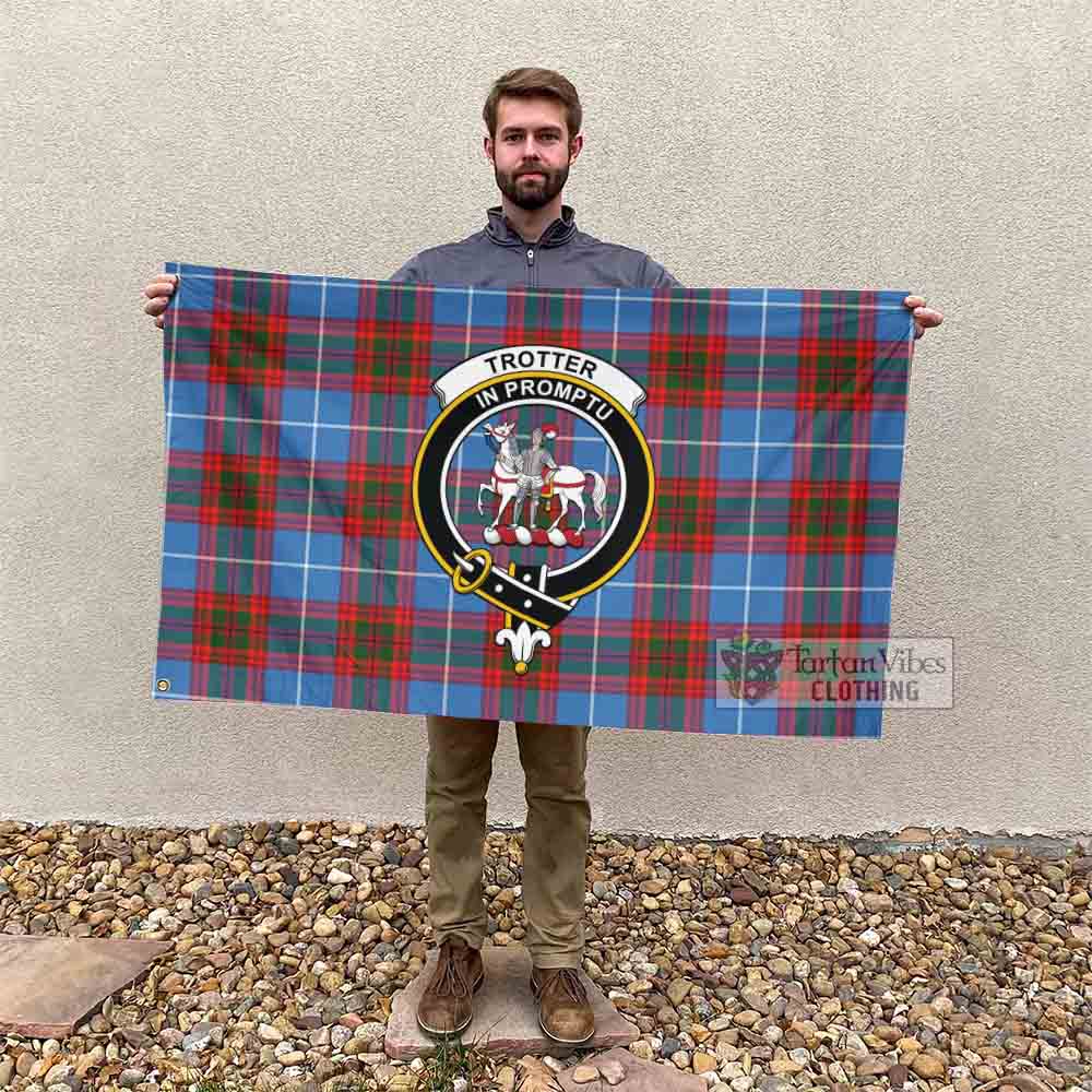 Tartan Vibes Clothing Trotter Tartan House Flag with Family Crest