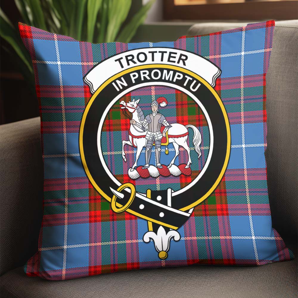 Trotter Tartan Pillow Cover with Family Crest - Tartanvibesclothing