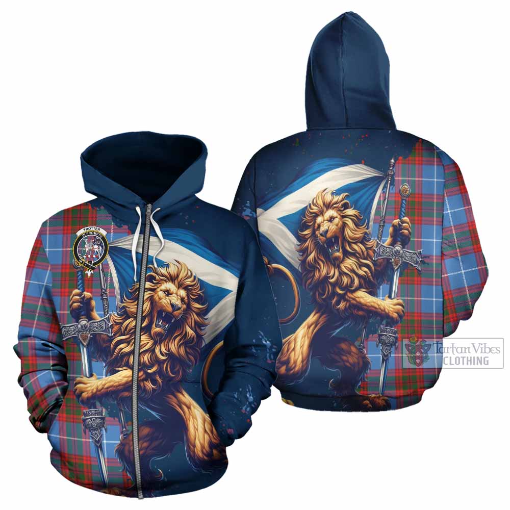 Trotter Tartan Family Crest Hoodie with Scottish Majestic Lion