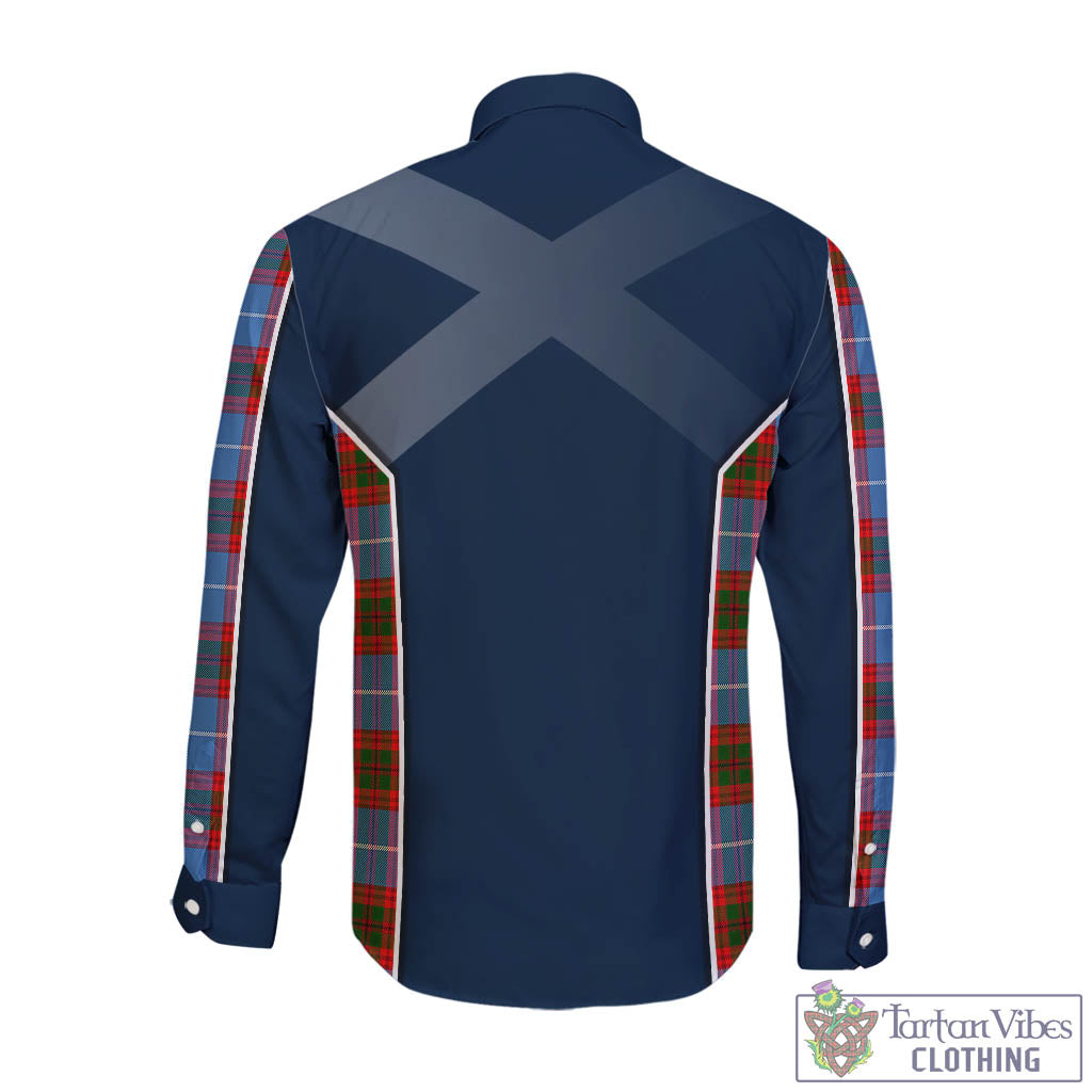 Tartan Vibes Clothing Trotter Tartan Long Sleeve Button Up Shirt with Family Crest and Scottish Thistle Vibes Sport Style