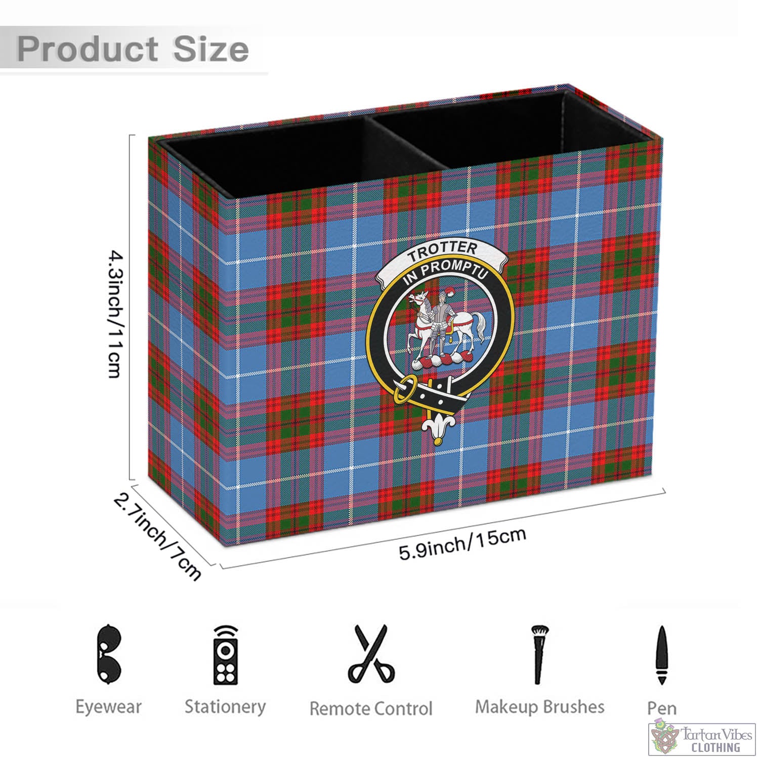 Tartan Vibes Clothing Trotter Tartan Pen Holder with Family Crest