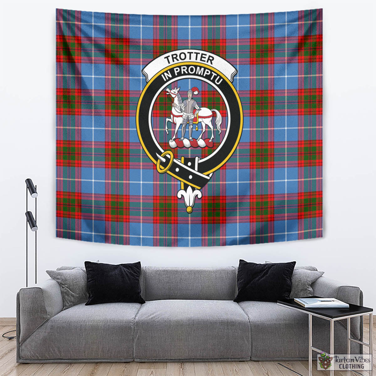 Tartan Vibes Clothing Trotter Tartan Tapestry Wall Hanging and Home Decor for Room with Family Crest