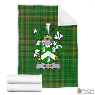 Tully Irish Clan Tartan Blanket with Coat of Arms X-Large 59 x 79 inches 150 x 200 cm - Tartan Vibes Clothing