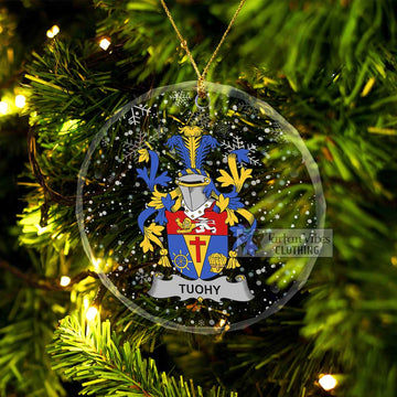 Tuohy Irish Clan Christmas Glass Ornament with Coat of Arms