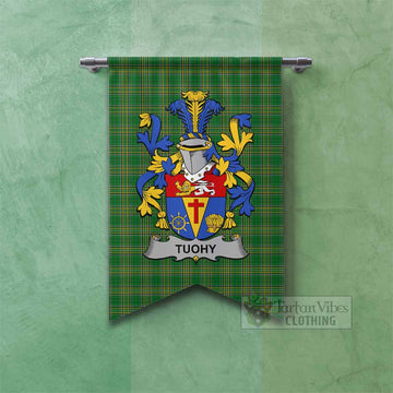 Tuohy Irish Clan Tartan Gonfalon, Tartan Banner with Coat of Arms Fishtail - Tartan Vibes Clothing