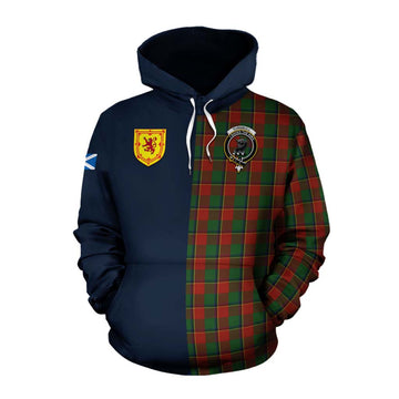 Turnbull Tartan Cotton Hoodie Alba with Scottish Lion Royal Arm Half Style