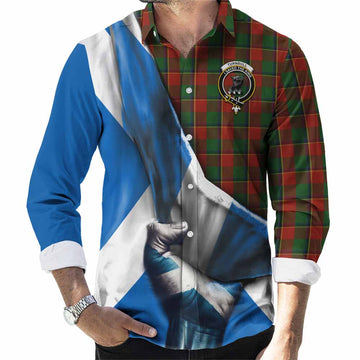 Turnbull Tartan Long Sleeve Button Shirt with Family Crest Scotland Patriotic Style