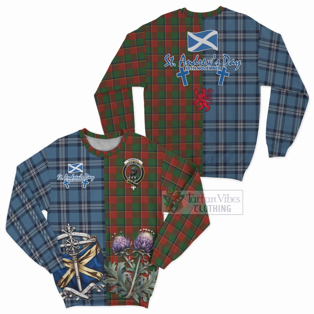 Tartan Vibes Clothing Turnbull Tartan Sweatshirt Happy St. Andrew's Day Half Tartan Style