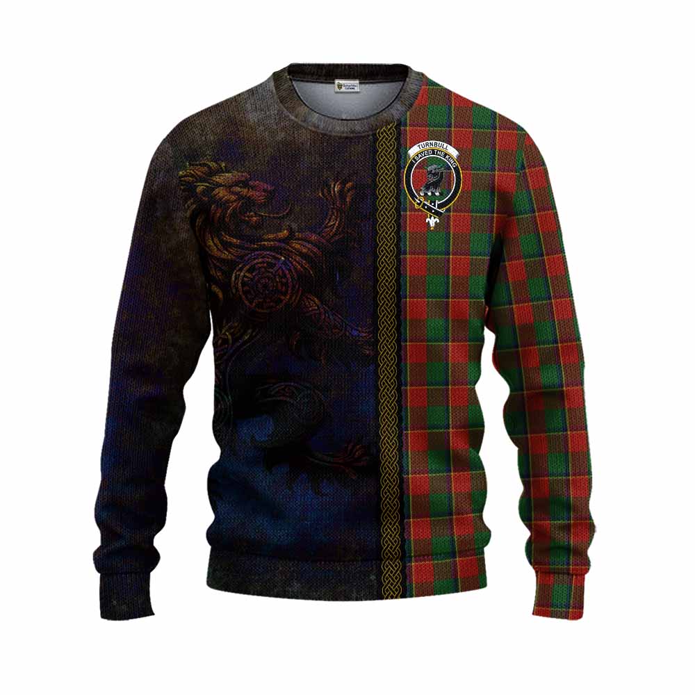 Turnbull Tartan Family Crest Knitted Sweater Alba Gu Brath Be Brave Lion Ancient Style Unisex - Tartan Vibes Clothing