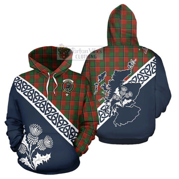 Turnbull Tartan Hoodie Featuring Thistle and Scotland Map