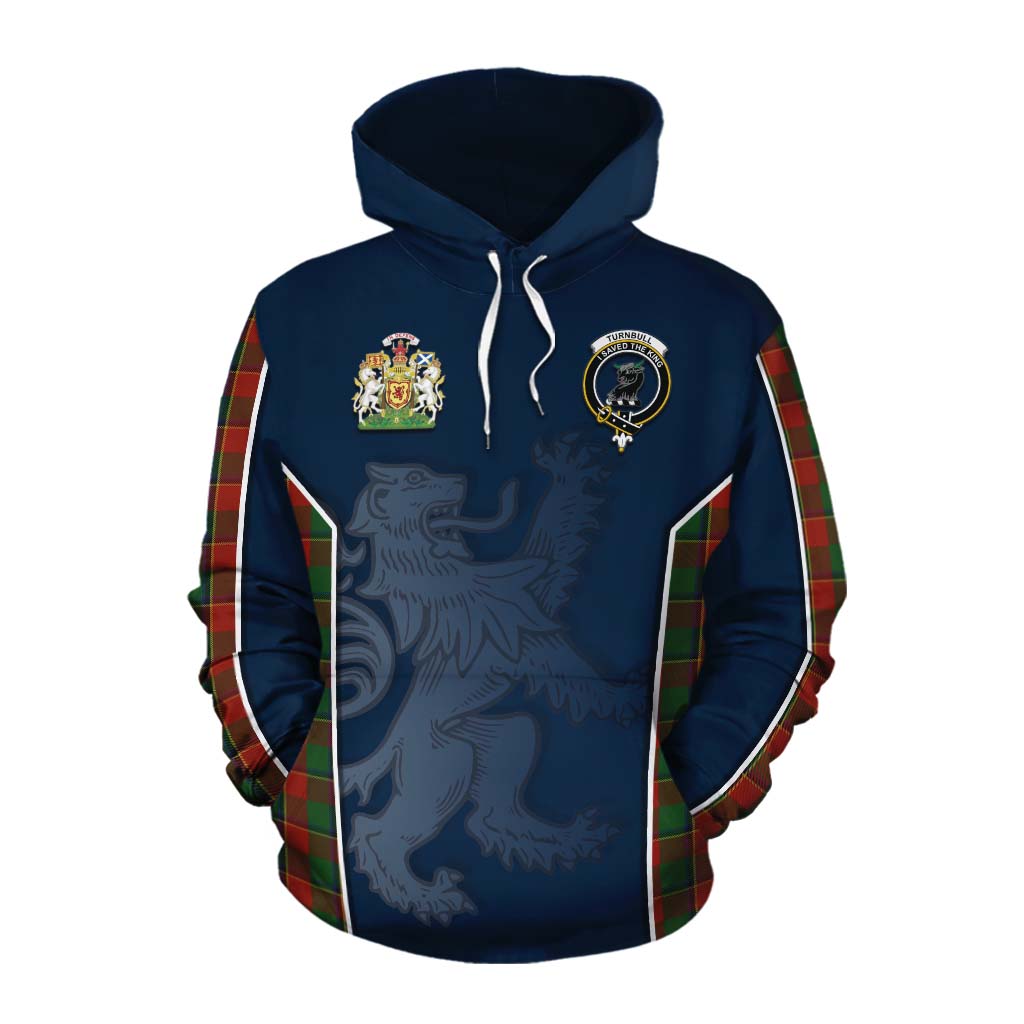 Tartan Vibes Clothing Turnbull Tartan Cotton Hoodie with Family Crest and Lion Rampant Vibes Sport Style