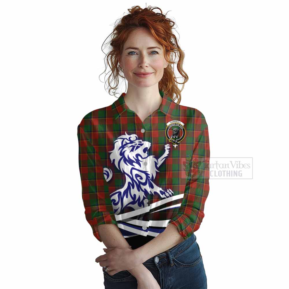 Tartan Vibes Clothing Turnbull Tartan Women's Casual Shirt with Alba Gu Brath Regal Lion Emblem